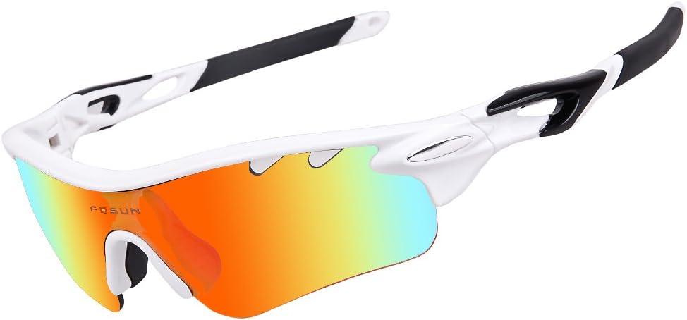 Cycling Sports Sunglasses with 5 Set Interchangeable Lenses TR90 Material Frame
