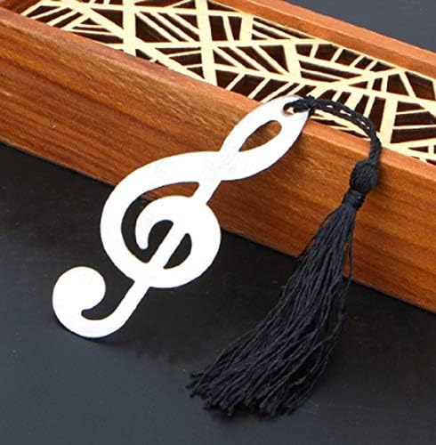 Khushwani Enterprise New Hollow Musical Notes Bookmarks Vintage Chinese Metal with Mini Greeting Cards Tassels Pendant Gift School Bookmark