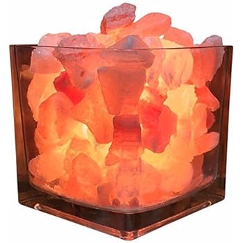 Himalayan CrystalLitez Himalayan Salt Lamp With Dimmer Cord, Original Salt Crystals In A Glass Bowl, Aromatherapy Salt Lamp (Square)
