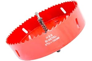 Hole Saw Drill Bit LAIWEI HSS Hole Cutter with Arbor for Wood,PVC Board and Plastic Plate(5-8/9"(150mm Hole Saw))