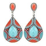 Elakaka Women's Beads Pattern Resin Droplets Earrings(Blue)