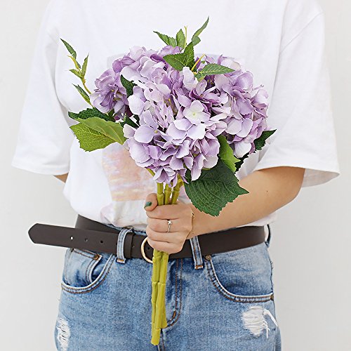 Felice Arts Artificial Silk Flowers California Fake Beautiful Hydrangea Bunch Bouquet Flower for Home Wedding Decor Pack of 3 (PURPLE)