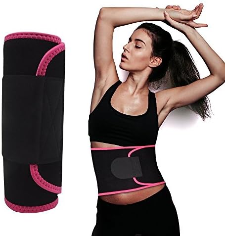 FOISON Waist Trimmer, Waist Wrap Waist Trimmer for Women Ab Belt Waist Trainer Adjustable Waist Trimmer for Men to Loose Weight and Keep Fit by (Red)