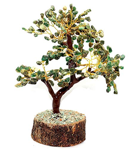 odishabazaar Feng Shui Gems Tree - Natural Green Jade Tree (Golden Wire)