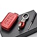 Vitodeco TOYOTA Genuine Leather Keyless Entry Remote Control Smart Key Case Cover with Leather Key Chain for Toyota Corolla, Camry, Avalon, Rav 4, Highlander (4 Buttons, Red)