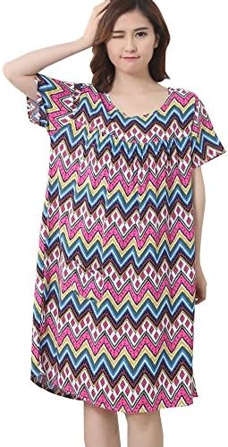 Tufu Middle-Aged Women's Short Sleeves Nightdress Nightshirt PJ Plus