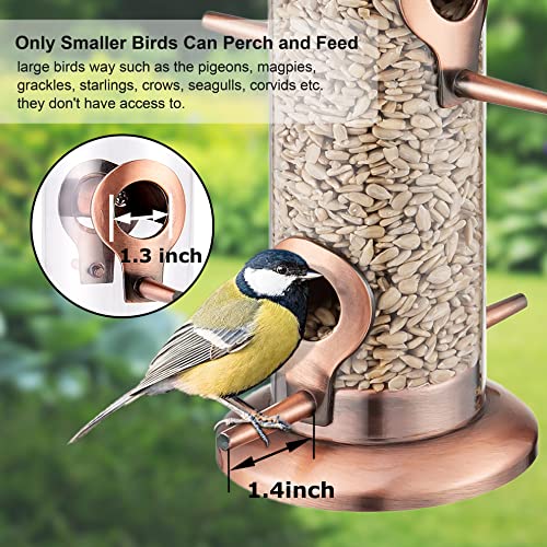 iBorn Metal Bird Feeders Metal Bird Feeder Copper for Outdoors Hanging