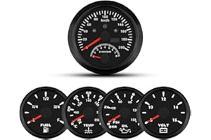 ELING 5 Gauge Set 85mm Speedometer GPS Speedo Gauge 200KM/H with Tachometer 8000RPM Fuel Level 0-190ohm Water Temp. 0-120℃ Oi