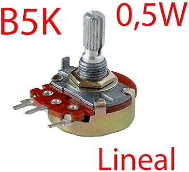 Potentiomètre Double Linéaire B5K Ohm - 0.5W, 15mm, 6 Broches, Avec Bouton Bleu