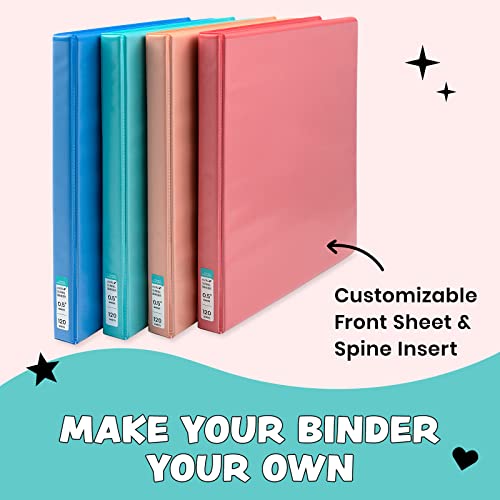 Yoobi 1/2 Inch Binder Set 3Ring Binders with 2 Pockets Perfect for
