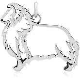 Dazzling Paws Sterling Silver Shetland Sheepdog Pendant Necklace, 1-1/8" x 1", Dog Breed Jewelry, Optional Chain