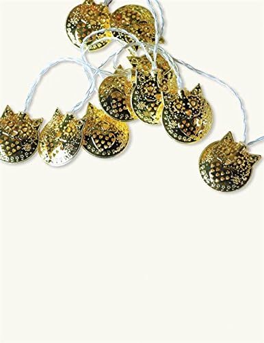 Victorian Trading Co Filigree Gold Metal Owls Light String Garland 60" LED