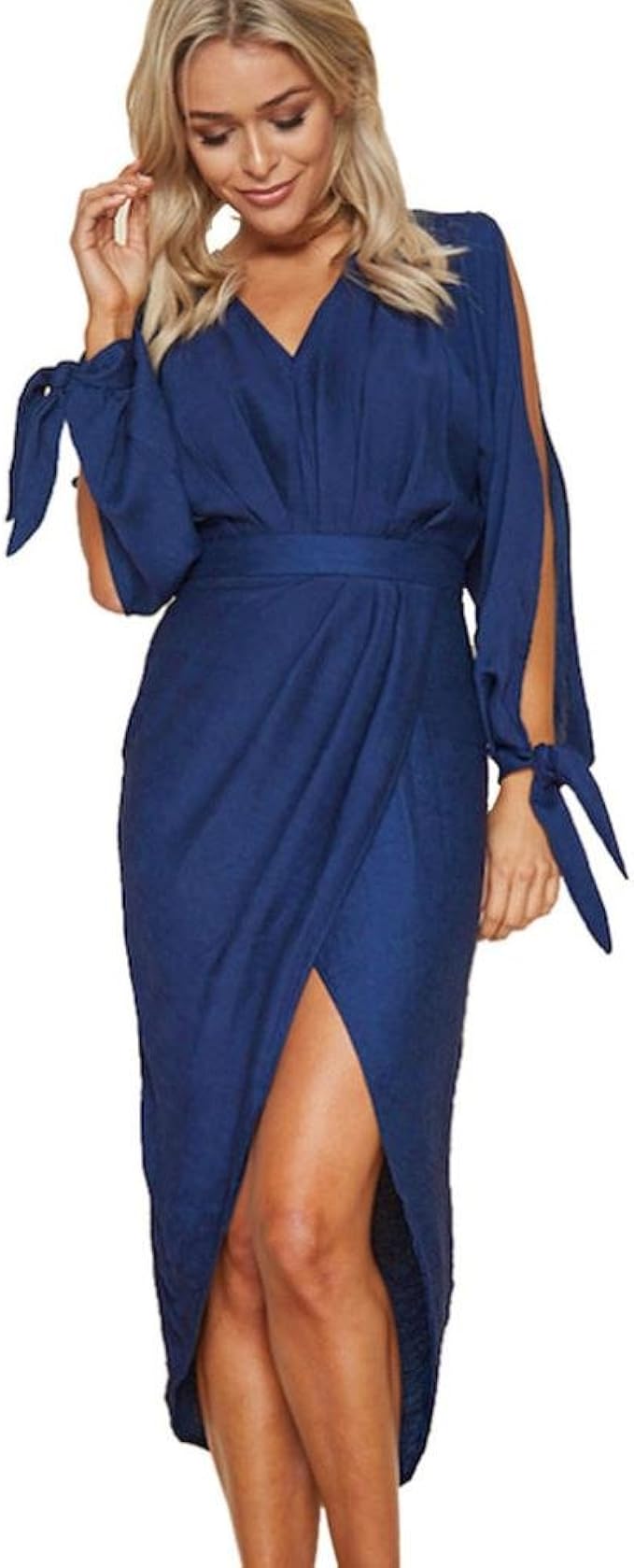 Kleid Damen Kolylong® Frauen elegant V-Ausschnitt trägerlos