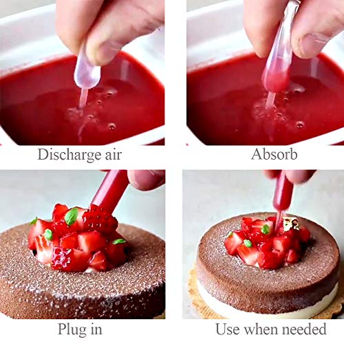 Cupcakes Pipettes,125PCS 4 ml Plastic Strawberry Pipettes Mini Pipettes Squeeze Dropper Liquid Injector Pipettes for Strawberries, Cupcake, Chocolate, Birthday Party and Holiday Decoration