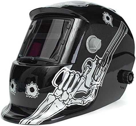 Skull With Gun Solar Welder Mask Helmet Electrowelding Auto Darkening Welding TIG MIG Welder Lens Mask