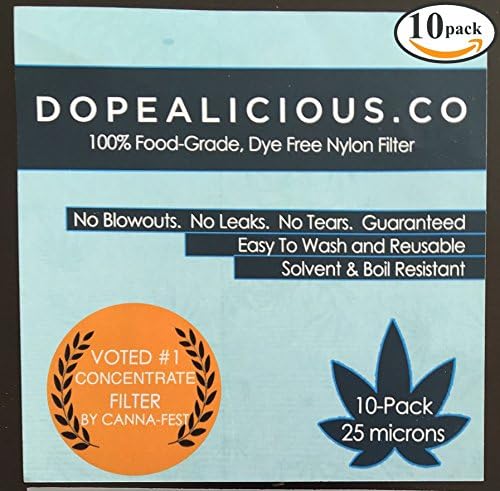 25 Micron Nylon Filter Screens w/ Free Mini Stainless Steel Wax Carving Tool | 10-pack | Essential Oil Filter | 5x5 Inch Sheets | 100% Food-Grade Nylon (10)