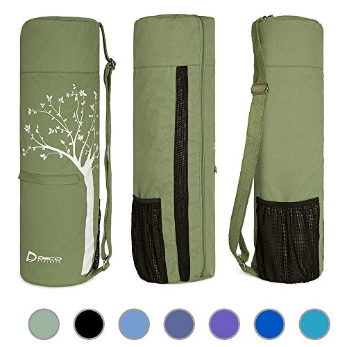Deco Athletic Yoga Mat Bag Full Zip, Fits Up to 25in Mat, 2 Large Zip Pockets, Large Mesh Pocket- Room for Towel, Wallet, Keys, Water Bottle