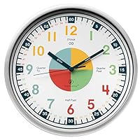 Telling Time Teaching Clock. Kids Room, Playroom Décor Analog Silent Wall Clock. Great Visual Learning Clock Time Resource. Perfect Educational Tool for Homeschool, Classroom, Teachers and Parents.