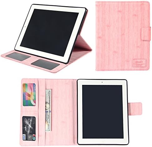 iPad Case, Jollyfit Travel iPad 2 3 4 Generation with Card Slots and Pocket PU Leather Stand Folio Case, Smart Wake / Sleep Protective Cover for Apple iPad 2/3/4 (Pink)