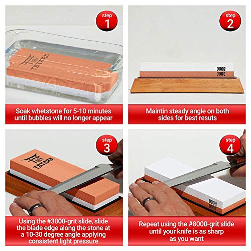 TATARA Japanese Whetstone 3000/8000 Grit Double Sided Knife Sharpening Stone With Honing
