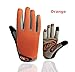 Cycling Gloves Kids Boys Girls Youth Full Finger Pair Bike Riding, Children Toddler Touch Screen Mountain Road Bicycle Warm Cold Weather Gel Padded, Color Blue Orange Age 2-11