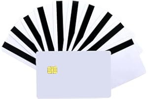 Gialer 50 Packs SLE4442 Chip Contact IC Card with 5/16inch 2 Tracks Hico Magnetic Stripe 2 in 1 Blank PVC IC Smart Intelligent Card