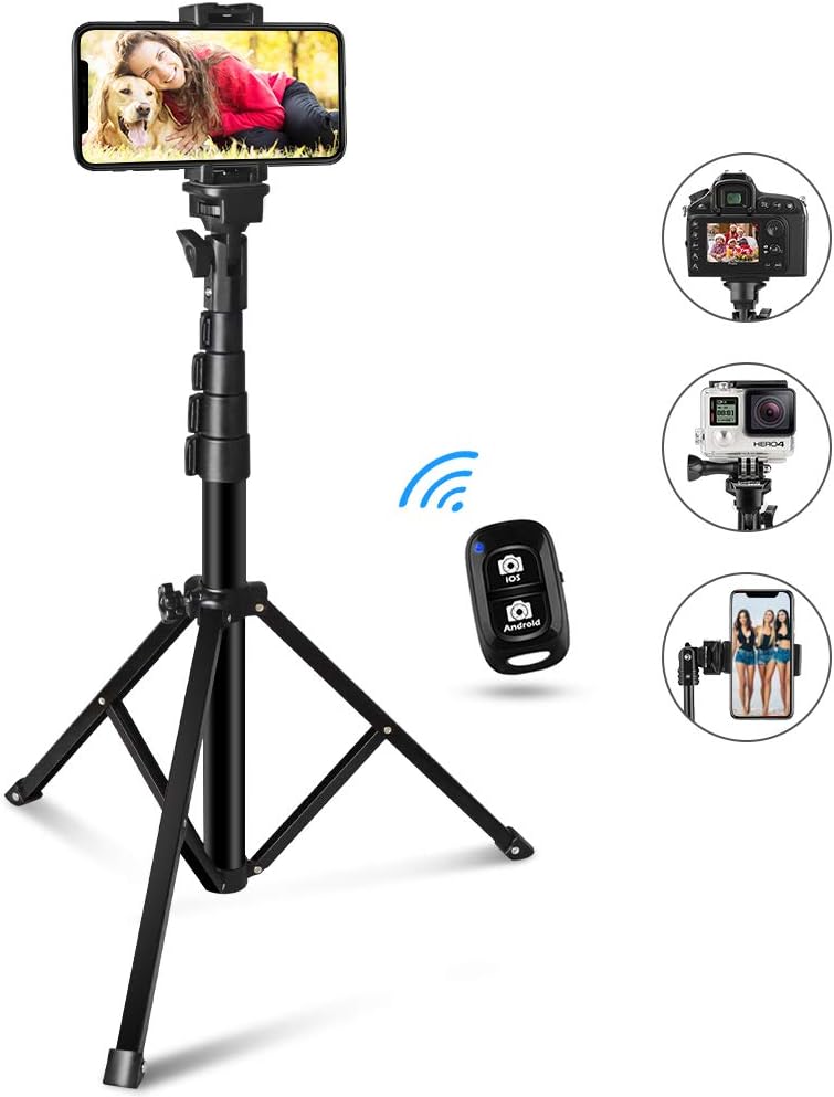 60-inch Selfie Stick Tripod, UBeeszie Extendable Cell Phone Tripod Stand with Wireless Remote Shutter, Compatible with iPhone, Android, DSLR, Action Camera.: Camera & Photo