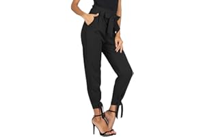 GRACE KARIN Women's Casual Pants Solid High Waist Self Tie Belted Pencil Trouser