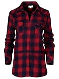 Taylor Perform Women's Long Sleeve Plaid Flannel Button Down Shirt Top