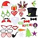 Tinksky Christmas Party Photo Booth Props Creative Posing Props Christmas Trees Hats Glasses Mustache Kit for Party Decoration 28-Pack