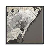 Framed Canvas Wall Art Map Canvas Prints Home Artwork Decoration for Living Room,Bedroom - 16x16 inches