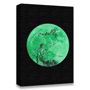 Abstract Green Moon with Pop up Black Pattern...