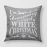 SIXSTARS Dreaming Of A White Christ Chalkboard Holiday Throw Pillow Cover for Sofa or Bedroom