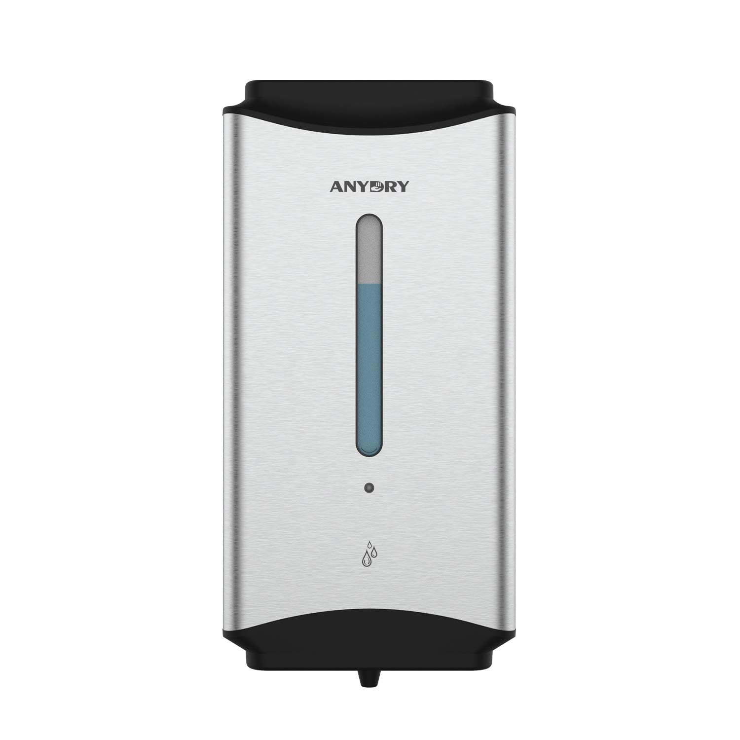 anydry AD1206 Commercial Wall Mount Automatic Liquid Soap Dispenser Stainless Steel Finish 1100ml Large Capacity(Brushed)