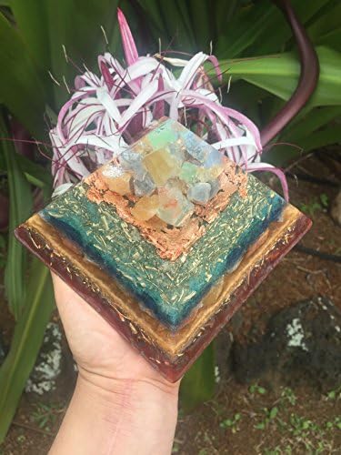 Paʻapaʻani Playful Extra Large Orgone Pyramid with Multicolored Calcite Nuggets