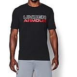 Under Armour Men's Wordmark T-Shirt, Black/Red, X-Large