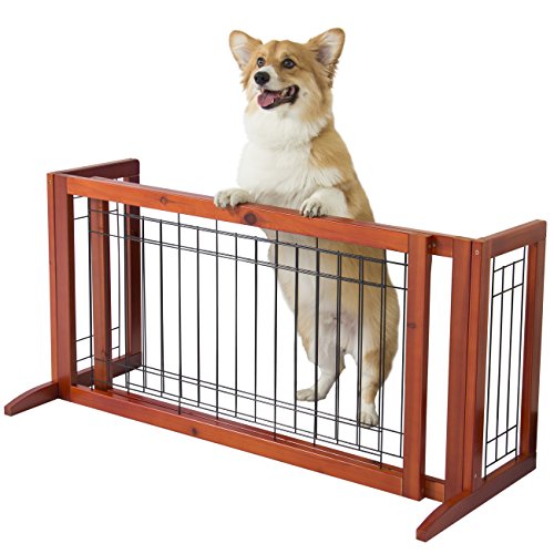 Best Choice Products Adjustable Freestanding Pet Dog Fence Gate for Small Animals, Indoor - Brown