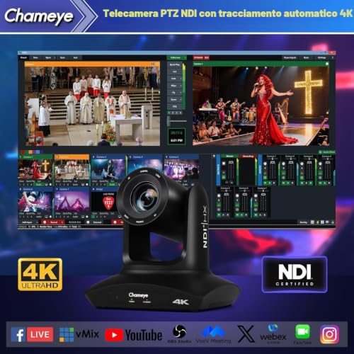Chameye 4K PTZ Camera with NDI, AI-Automatic Tracking, 20X Optical Zoom (30x Hybrid Zoom), NDI HX Certified, HDMI/USB 3.0/LAN, for Church, Worship, Education, Conferences, Black (C420T)