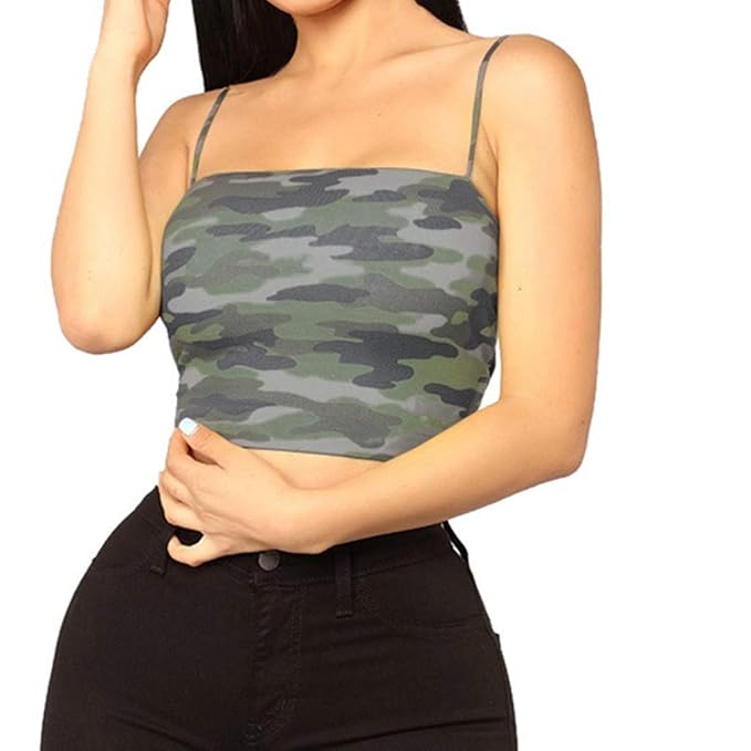 Damen Weste Frauen Camouflage Ärmelloses Trägershirt Bustier BH Ernte Bluse Camis Tops Hemd Sweatshirt Oberteil Shirts