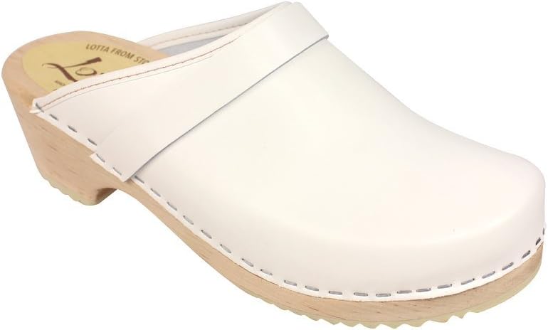 Lotta from Stockholm Swedish Clogs : Classic Clog in White Leather
