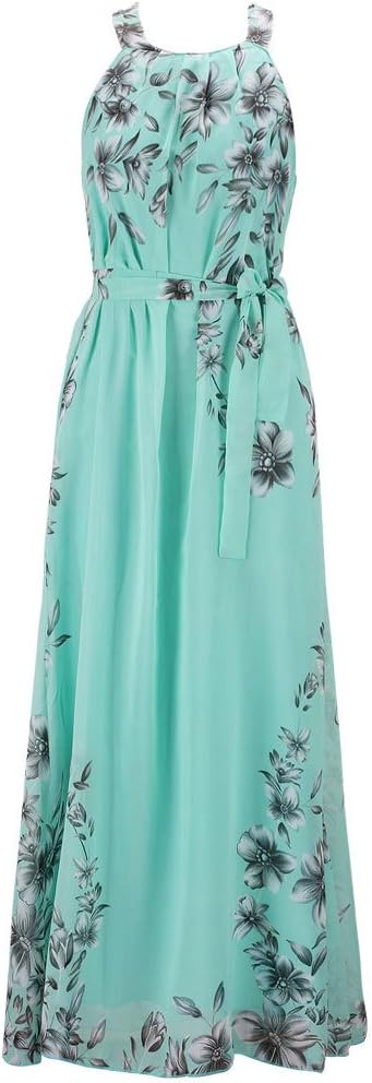 asdide Women's Plus Size Casual Dresses Sleeveless Summer Chiffon Maxi Dress,US Large/Asian XL,Green