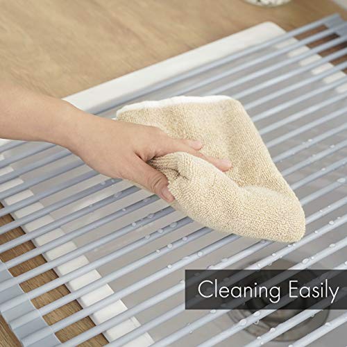 KES Rolling Sink Rack Over The Sink 20.5" x 13" Roll Up Dish Drying