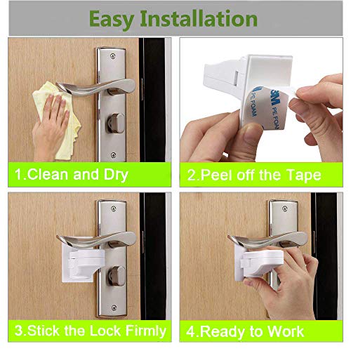 Door Lever Locks(4 Pack), Child Proof Doors & Handles 3M Adhesive
