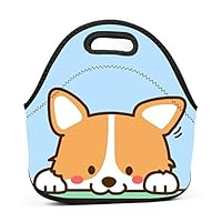 Kawaii Dog Insulated Neoprene Lunch Bag for Men Women and Kids - Reusable Soft Lunch Box for Work and School Water-Resistant 3D Printed