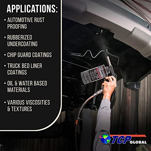 TCP Global Air Undercoating Spray Gun Apply Sprayable Truck Bed Liner Coating, Rubberized