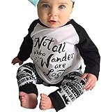 Newborn Baby Kids Boys Star Elephant Letter Print Tops+Pants Spring Fall Outfits