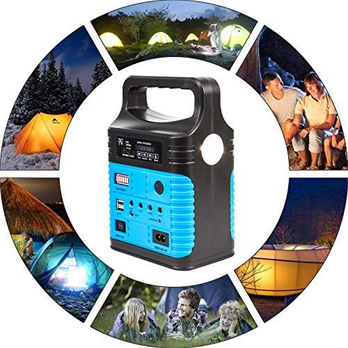 UPEOR Solar Generator Lighting System Portable Solar Power Generator Kit for Emergency Power Supply,Home & Outdoor Camping,Including MP3&FM Radio,Solar Panel,3 Sets LED Lights (Blue)