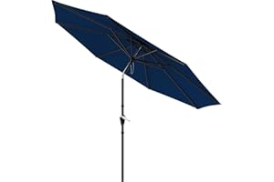 MUCHENGHY 9ft Patio UmbrellaMarket Outdoor Table Umbrella with Push Button Tilt and Crank 8 Ribs for Outside, Lawn, Deck, Gar