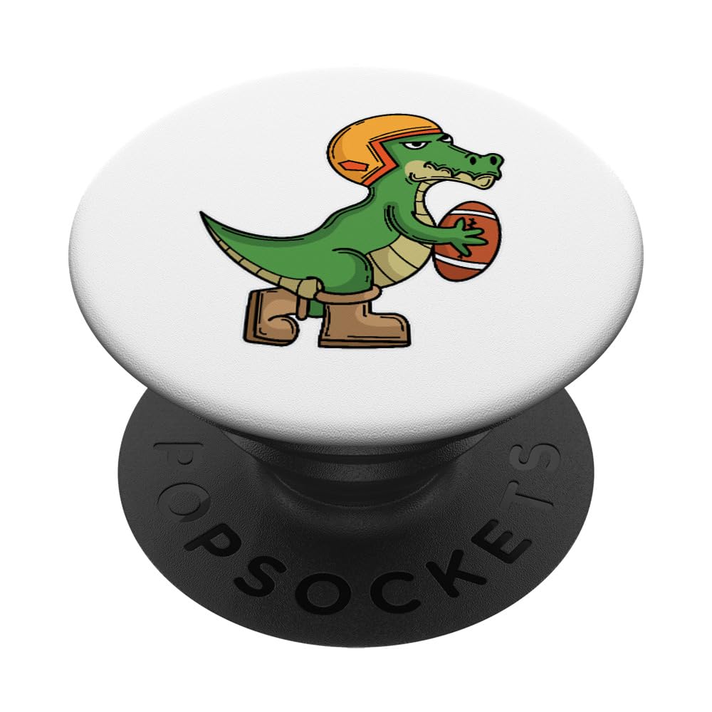 Tyrannosaurus Crocodile loves Football PopSockets Swappable PopGrip