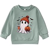 MODNTOGA Halloween Outfit Baby Boy Girl Pumpkin Ghost Sweatshirt Toddler Kids Ghost Graphic Shirt Spooky Season Pullover Tops